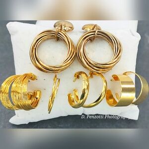 EARRINGS gold tone hoop x5 set
